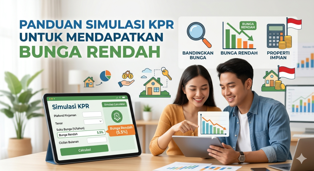 Tampilan layar kalkulator simulasi KPR Kotim yang menunjukkan rincian cicilan bulanan dengan pilihan bunga terendah
