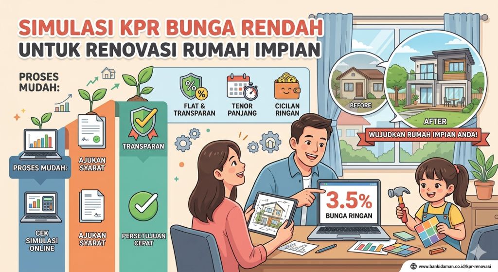 Proses renovasi rumah impian menggunakan pembiayaan bunga rendah yang dihitung melalui simulasi KPR Kotim.