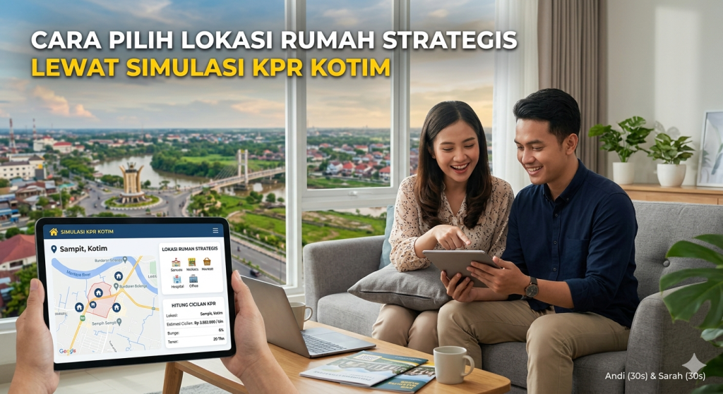 Peta lokasi perumahan strategis di wilayah Kotawaringin Timur yang sedang dianalisis menggunakan simulasi KPR Kotim online.